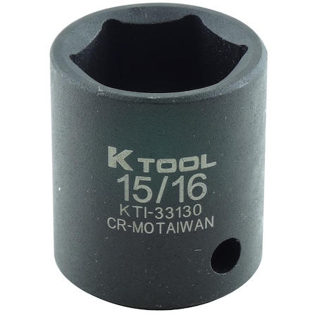 K-Tool International 1/2" Drive Impact Socket black oxide, Stndrd 6 Pnt 1/2"Dr, 15/16 KTI-33130